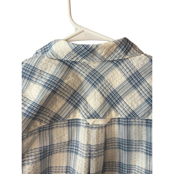 Kut from the Kloth Blue Plaid Snap Front Cotton Shirt Jacket Shacket Small - Picture 4 of 11